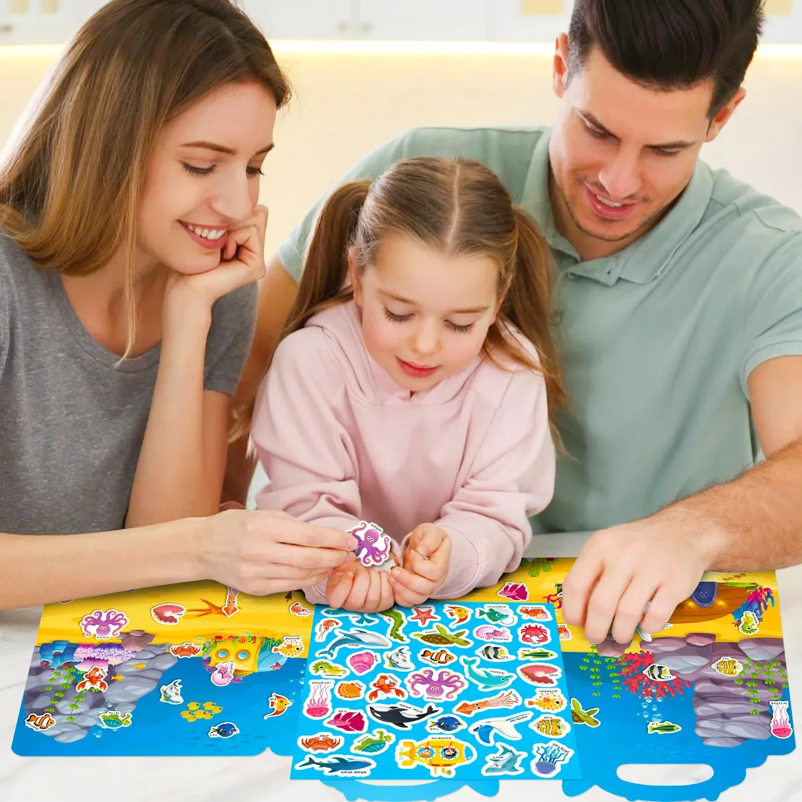 Hot New Children Scene Stickers DIY Hand-on Puzzle Sticker Books Kids Reusable Cartoon Animal Learning Cognition Toys Gift