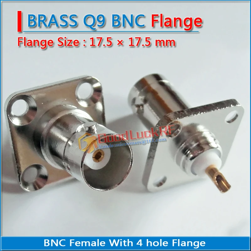 RF BNC Q9 Connector Socket BNC Female With 4 Hole Flange Panel Chassis Mount 17.5 mm Plug solder cup Brass RF Coaxial Adapters