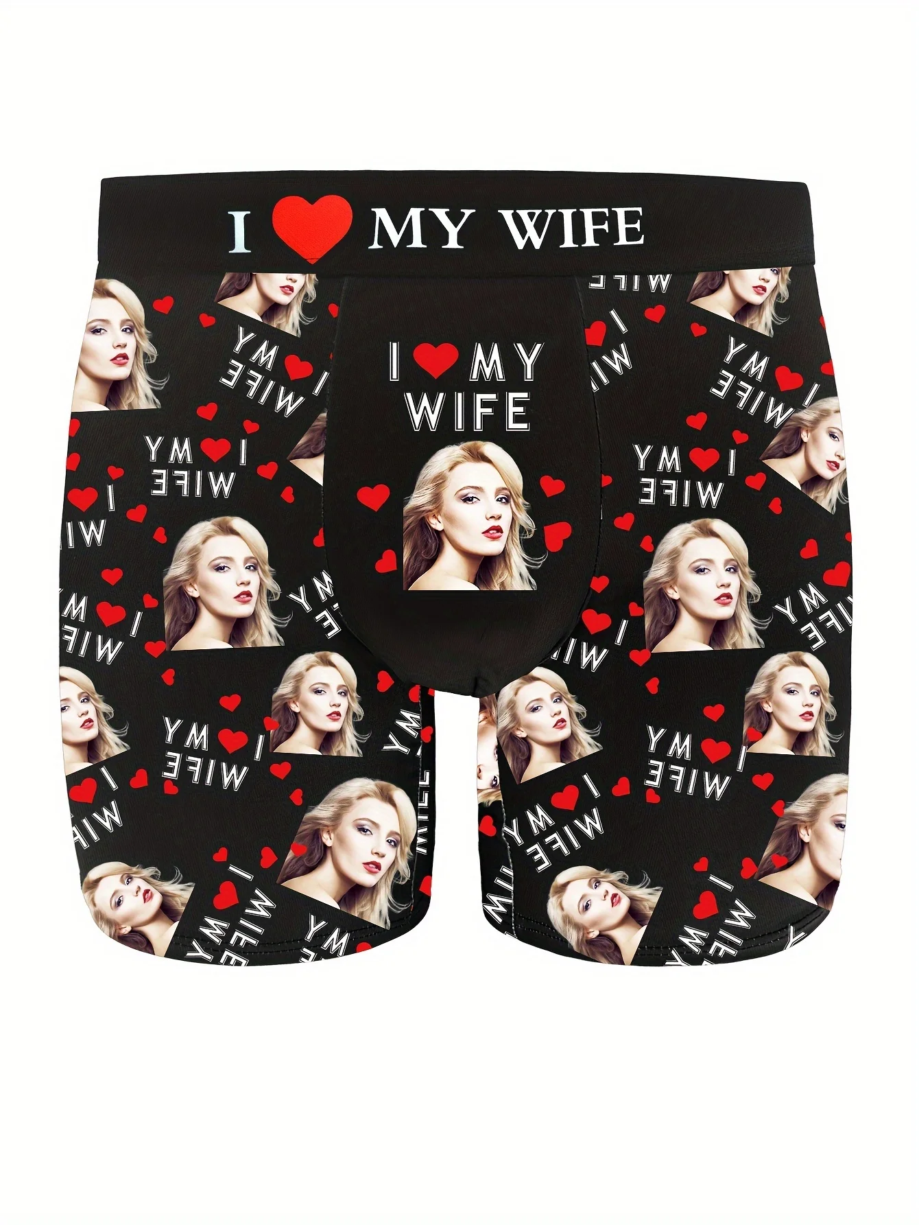 1pc Customized Photo Printed Boxer Briefs, Men'S Underwear, Photo Avatar Customized Patterns Breathable And Comfortable