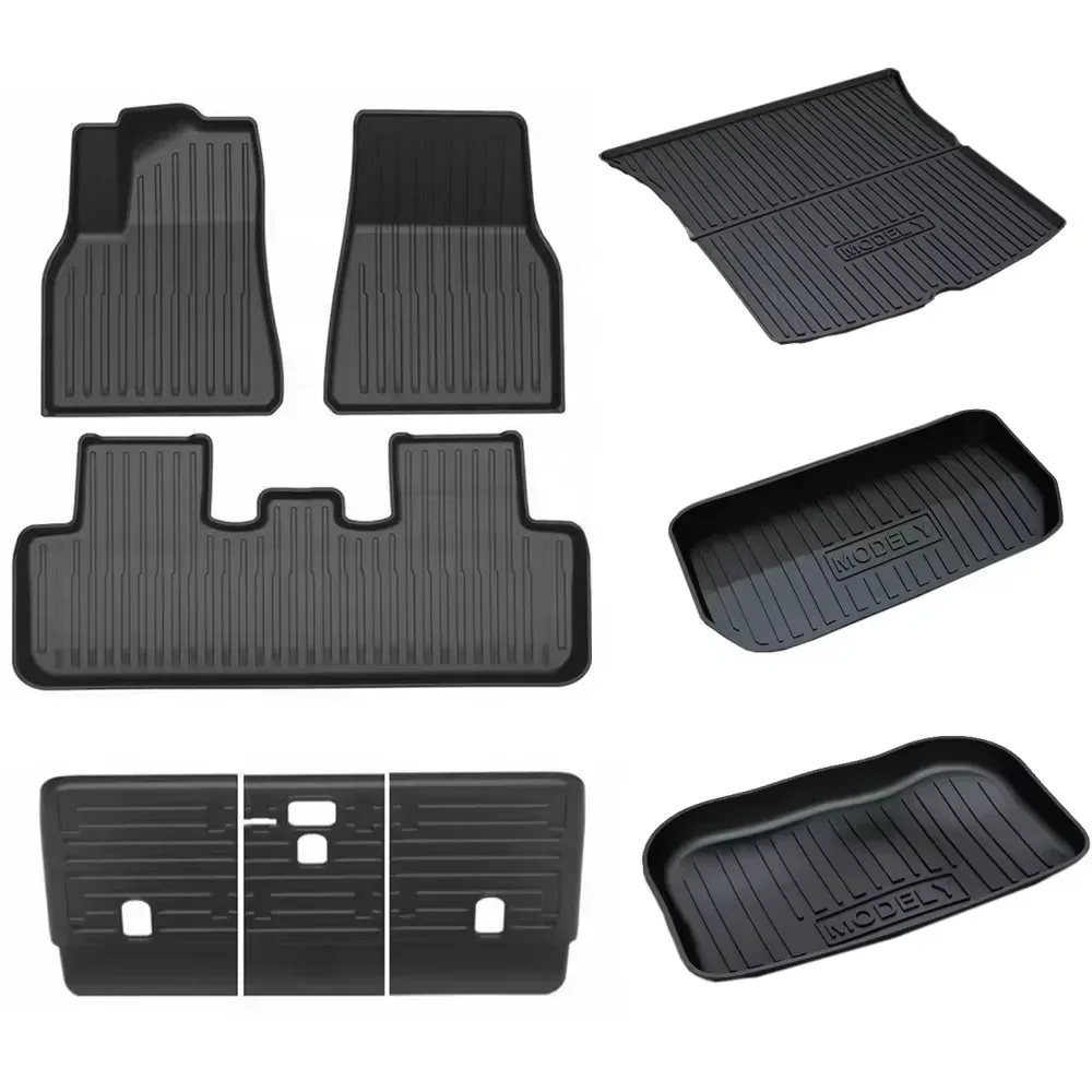 2024 All Weather TPE Full Set Cover 3D Floor Mats Car Foot Mat for Tesla Model Y Anti Scratch Frunk Mat 9 Piece