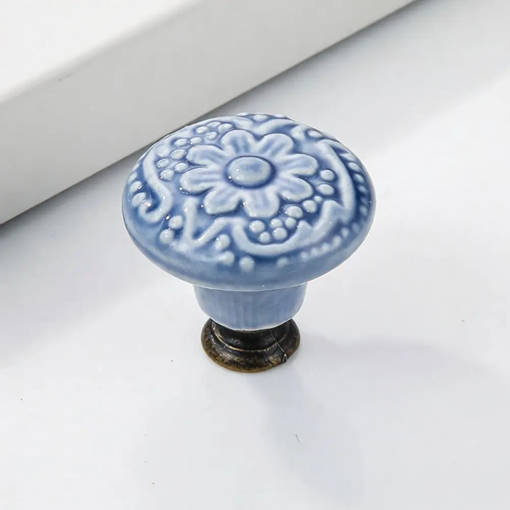 New Chinese Aesthetic Ceramic Cabinet Handle Retro Pattern Drawer Knob Furniture Hardware Decorative For Wardrobe Door Cupboard
