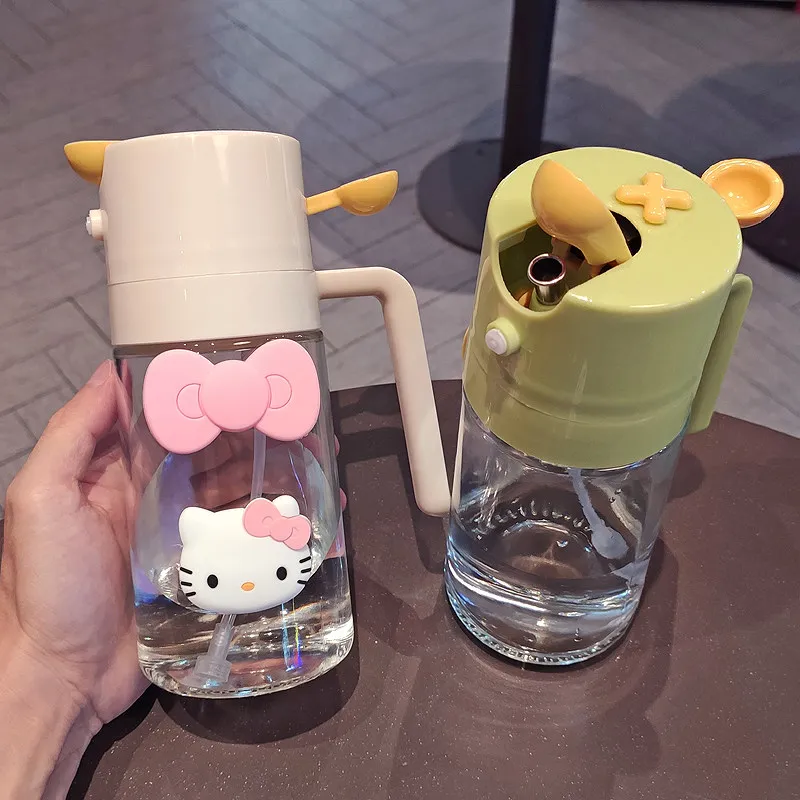 

Sanrio Hello Kitty Creative Cartoon Spray Dual-purpose Glass Oil Pot Home Kitchen Soy Sauce Vinegar Seasoning Oil Spray Pot
