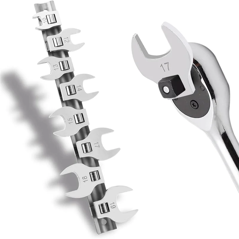 

AT02-Foot Wrench Set 8 Pcs Crowfoot Wrench Set For3/8" Drive, Ratchet Andtorque Wrench, Fasteners Intight Spaces
