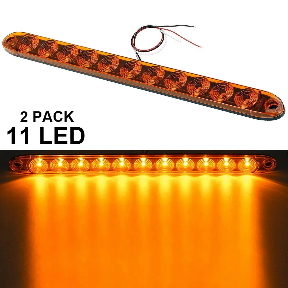 Red Truck Trailer Light Bar 11 LED Stop Turn Tail Brake Lights Strip Assembly Brake Strip Light for Marine Boats Car Moto