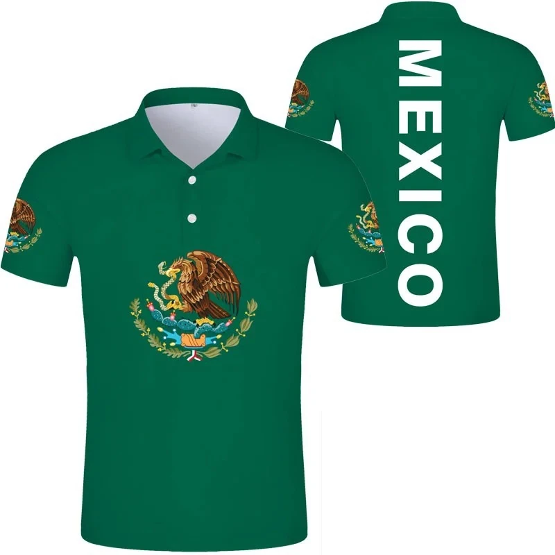 Mexico Flag 3D Print Polo Shirt For Men Women Tops Fashion Short Sleeve Button Lapel Polo T-shirts High Quality Polo Shirts