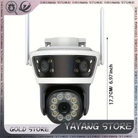 6MP Wifi IP Security Camera AI Auto Tracking Night Vision Triple Screen Lens Two Way Audio Outdoor Surveillance Motion Detection