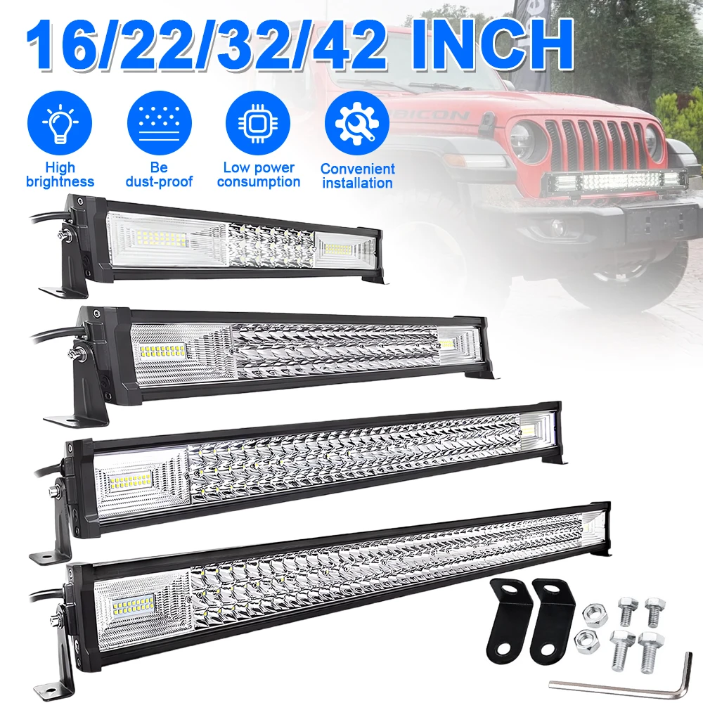 

CO LIGHT 16" 12V 24V Offroad Led Light Bar Spot Flood Combo Beam 110000LM Led Bar 2-Row Led Work Light Bar for Car 4WD Truck SUV