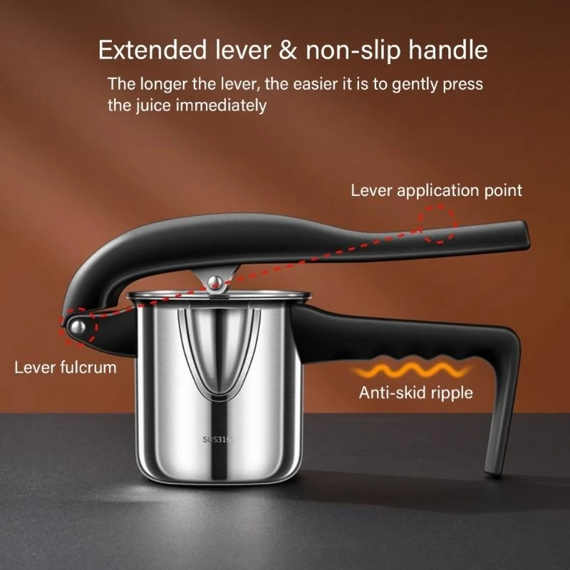 High Efficiency Manual Fruit Vegetable Juicer 304 Stainless Steel Lemon Juice Maker Metal Juice Extractor Kitchen Tool