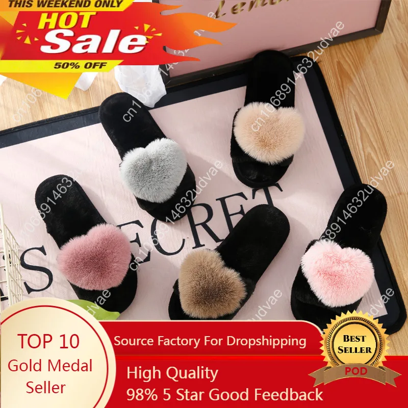 slippers women shoes woman slides plush slippers home slippers women indoor home slipper Winter Warm Faux Fur shoes