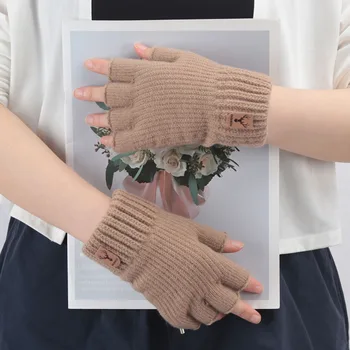 1 쌍 겨울 짧은 반 손가락 핑거리스 니트 손목 장갑 여성과 남성을위한 따뜻한 스트레치 작업 장갑 사이클링 액세서리