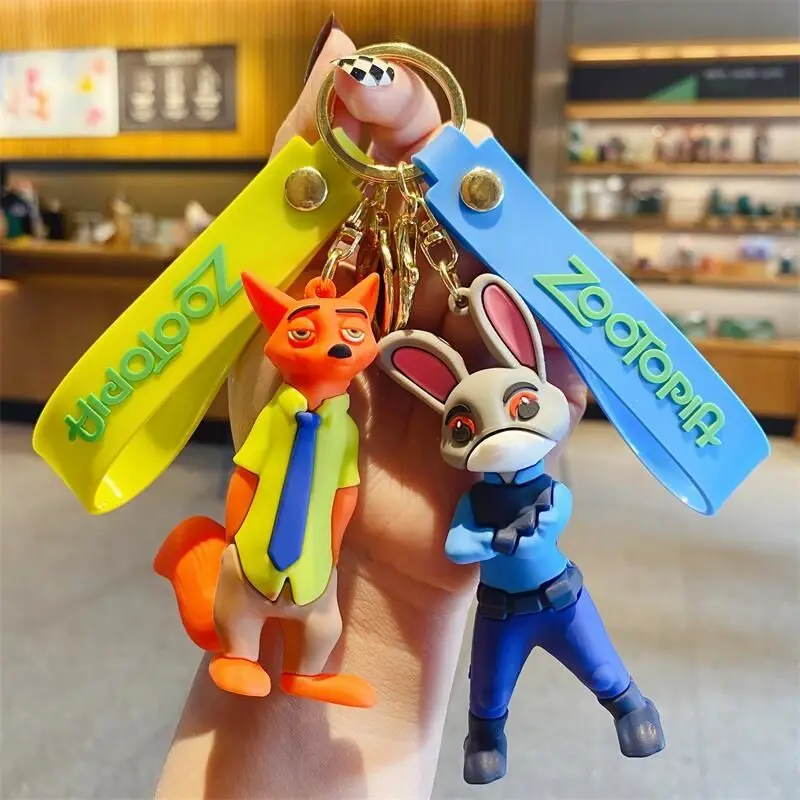 Disney Zootopia Judy Hopps Nick Wide Cartoon Cute Three-dimensional Doll Girly Heart Couple Keychain Pendant Bag Chain Wholesale