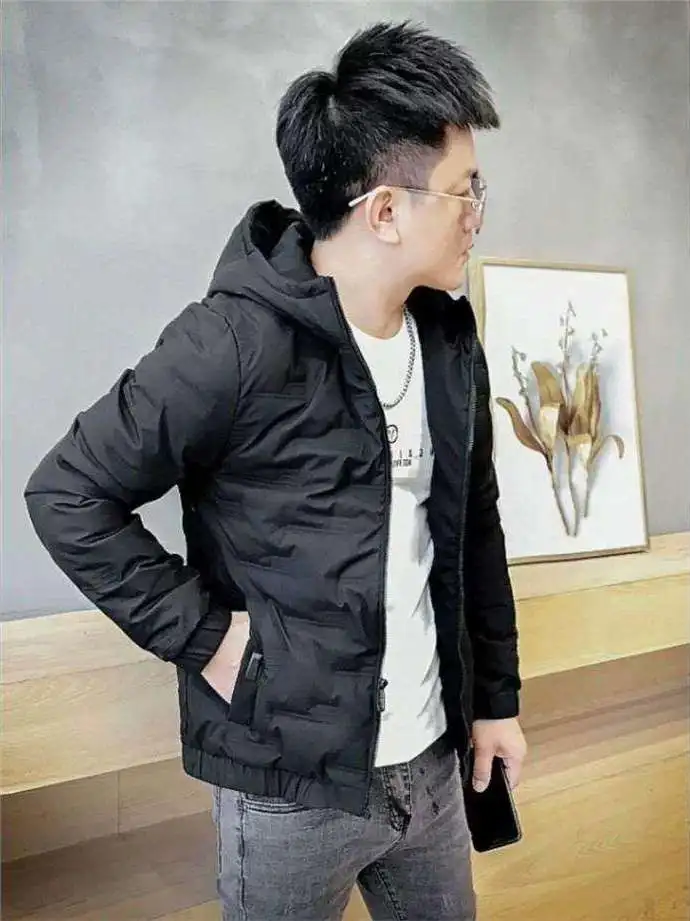 

Мужская зимняя модная хлопковая куртка с капюшоном, утепленная, в корейском стиле, для повседневной носки, легкая, стильная, приталенная, для модных парней