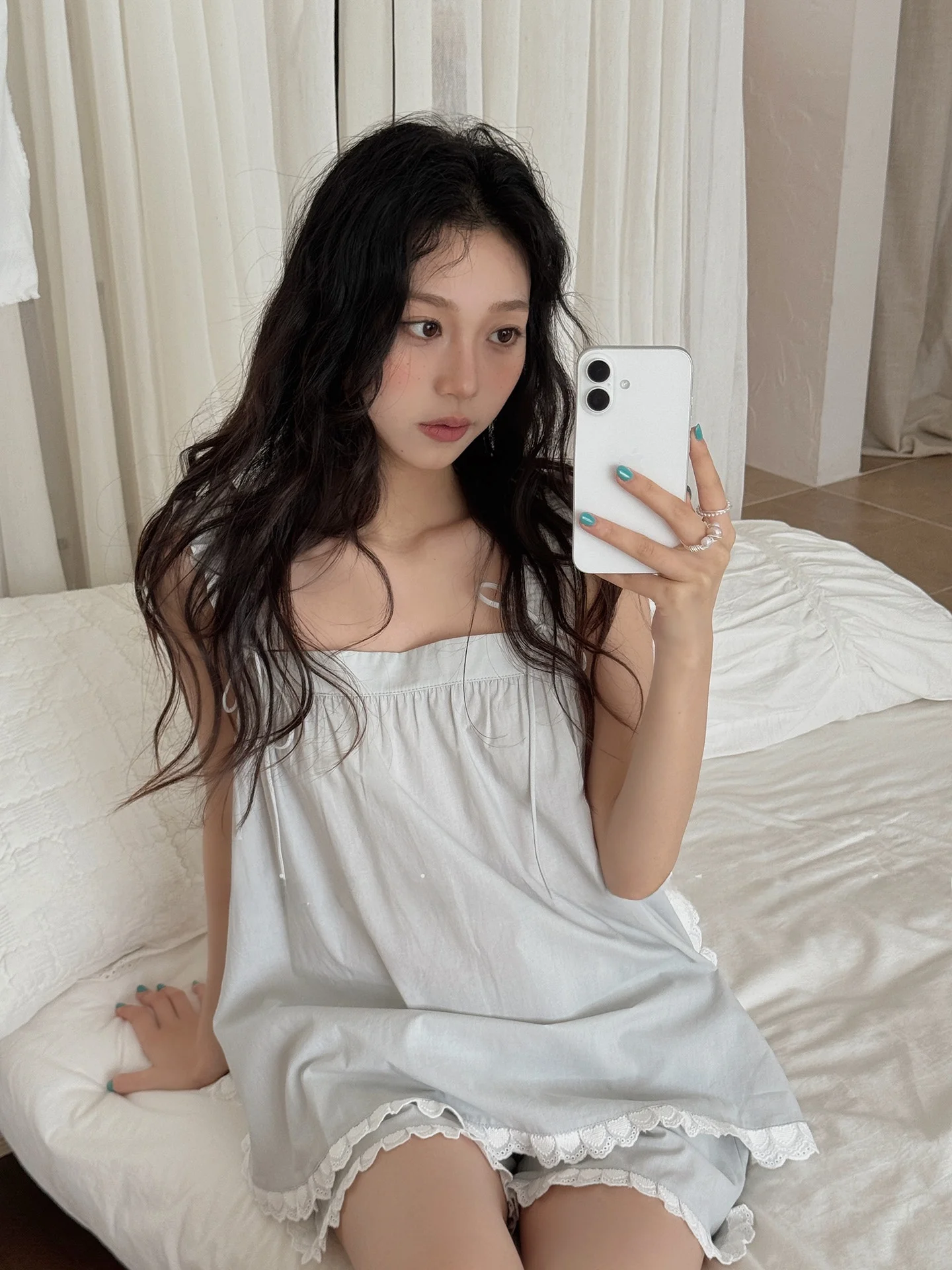 pigiama-corto-in-puro-cotone-stile-coreano-con-laccetti-da-donna-estivo-leggero-per-casa-completo-da-principessa