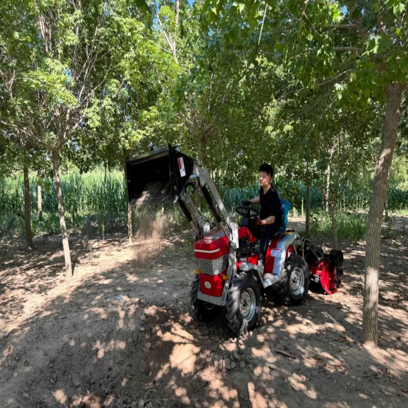 Agricultural Compact Wheel Tractor Free Shipping, Matching Loader, Rotary Tiller, Lawn Mower, Bulldozer for Orchard Management