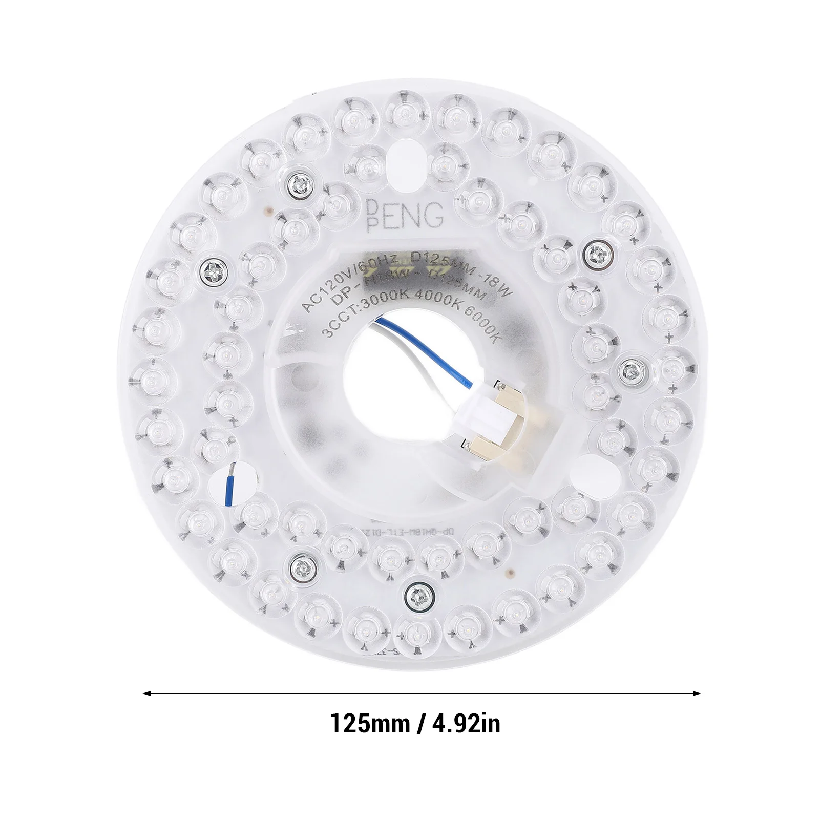 4.92 Inch LED Ceiling Fan Light Retrofit Kit 18W 3CCT 3000K 4000K 6000K Dimmable Round Ceiling Light Replacement PC Board