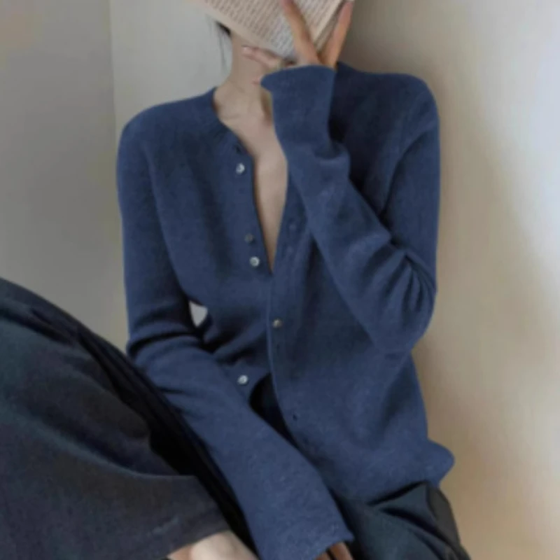 

2025 Fashion Women's Street Style Autumn and Winter Loose Cardigan Thin Coat for Petite Lazy Style Can Be Worn Outside