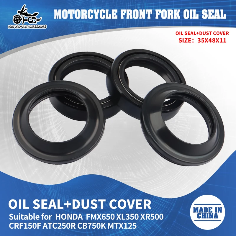 SJ Moto Double lip Front Fork Dust Oil Seal For Honda CBF50 CB450 CB500 CB650 CB750 CB750F XL250R XR250 XL350 VT125C2 35x48x11