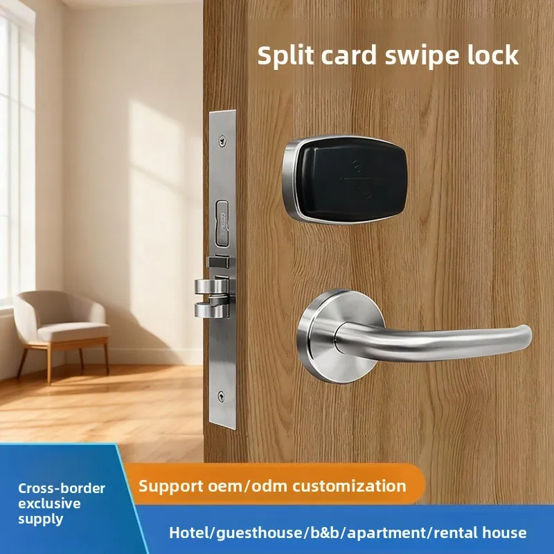 

Customized Split Hotel Door Lock Automatic Hotel Card Lock Stainless Steel Handle Indoor Smart Door Lock