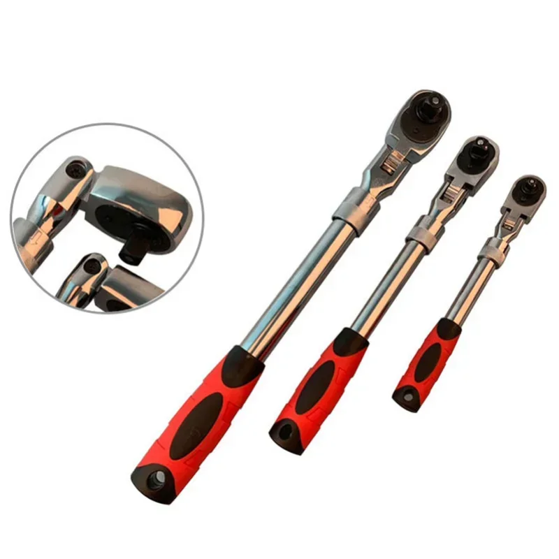 72Teeth Telescopic Ratchet Spanner Automatic Quick Release Fast 1/4 1/2 3/8 Can Adjust 90 Degrees Scaffold Ratchet Handle Wrench