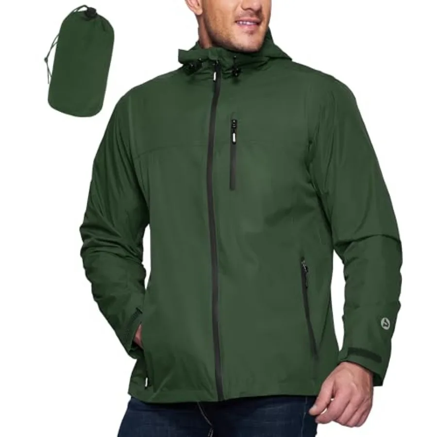 

Outdoor Ventures Men's Packable Rain Jacket Waterproof Lightweight Raincoat with Hood Windproof Cycling Jackets