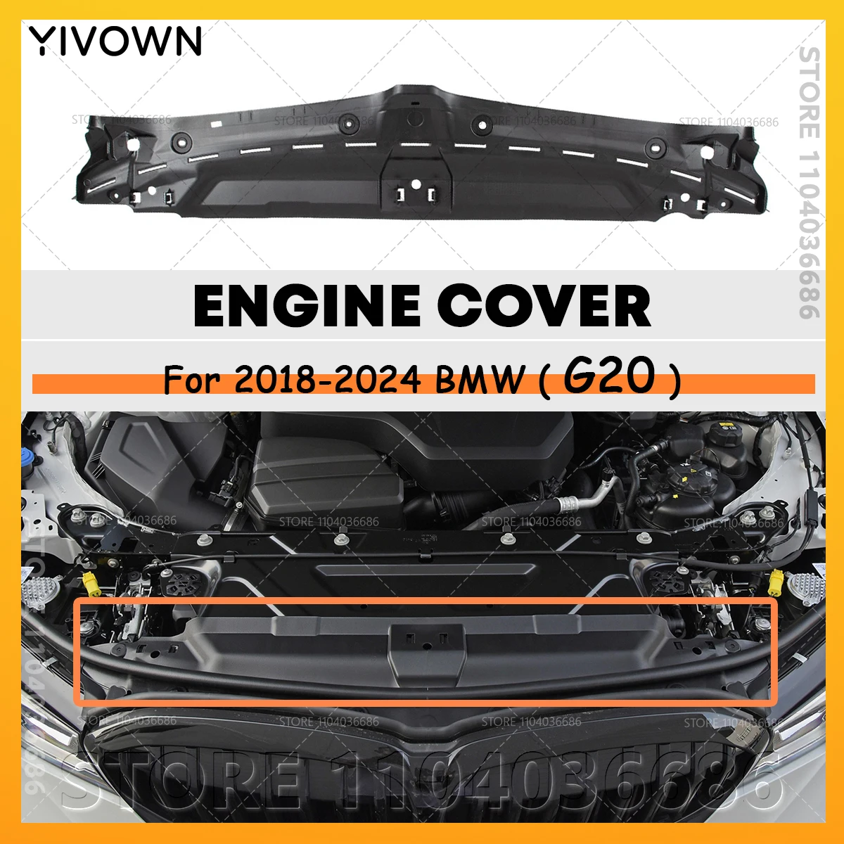 For 2018-2024 G20 BMW 330e 330eX 330i 330iX M340i M340iX Center Upper Compartment Engine Cover 51767461970
