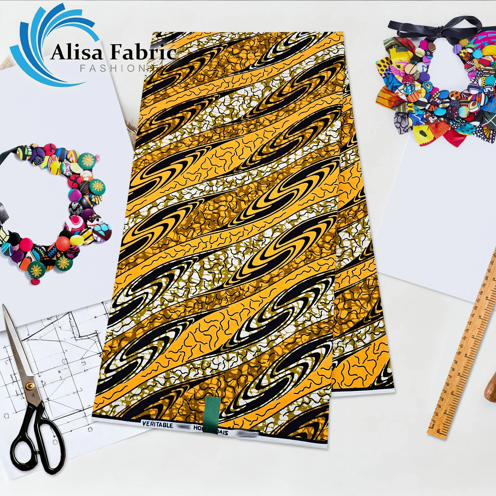 

New arrived hollandais African wax dress fabric 100% cotton wholesale 6 yards Nigerian 2026 couture for party dress