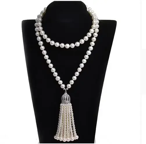 

Fashion Luxury Fringe 8-9mm Long 100% Natural Natural Pearl Necklace Suitable for Wedding and 32 Inch Party