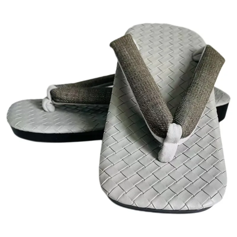 Men's Japanese Zori Sandals 16 Color Options Low-Heel Flip-Flops with Soft Woven Upper Comfortable Cosplay & Daily Wear