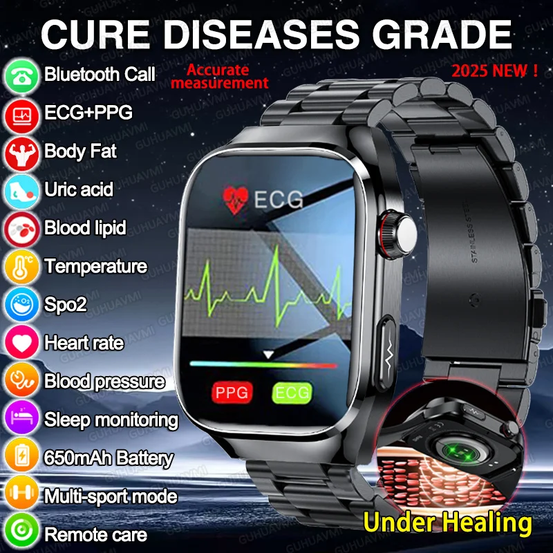 2025 pour Xiaomi nouveau ECG + PPG montre intelligente Laser guérison lipides sanguins acide uricique BP Bracelet hommes sport HD appel santé Smartwatch