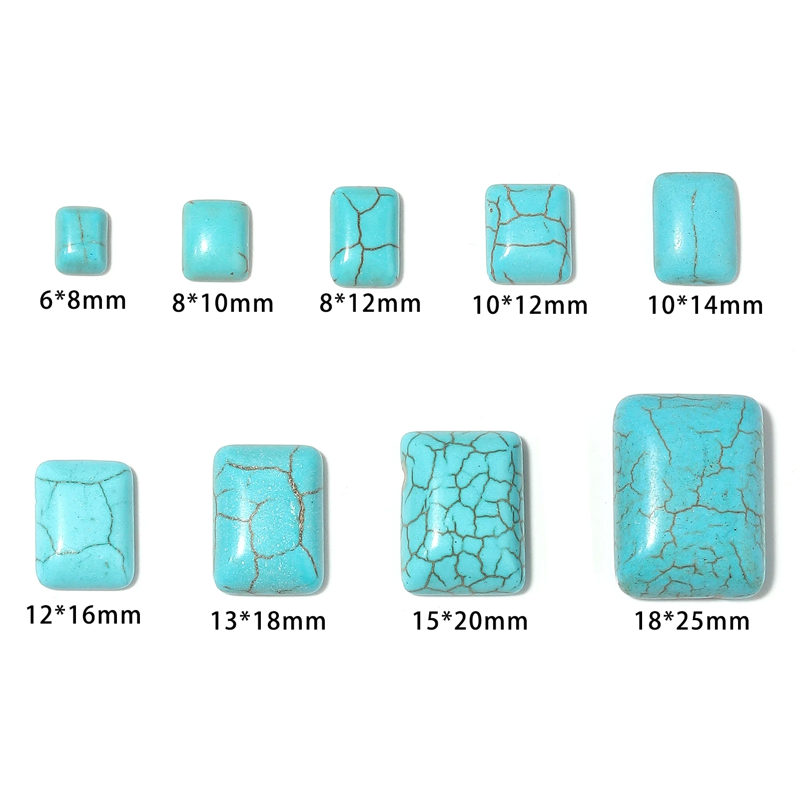 10Pcs/Lot Natural Stone Rectangle Cabochon Blue Turquoise Spacer Cabochon For DIY Crafts Ornament Handmade Making Accessories