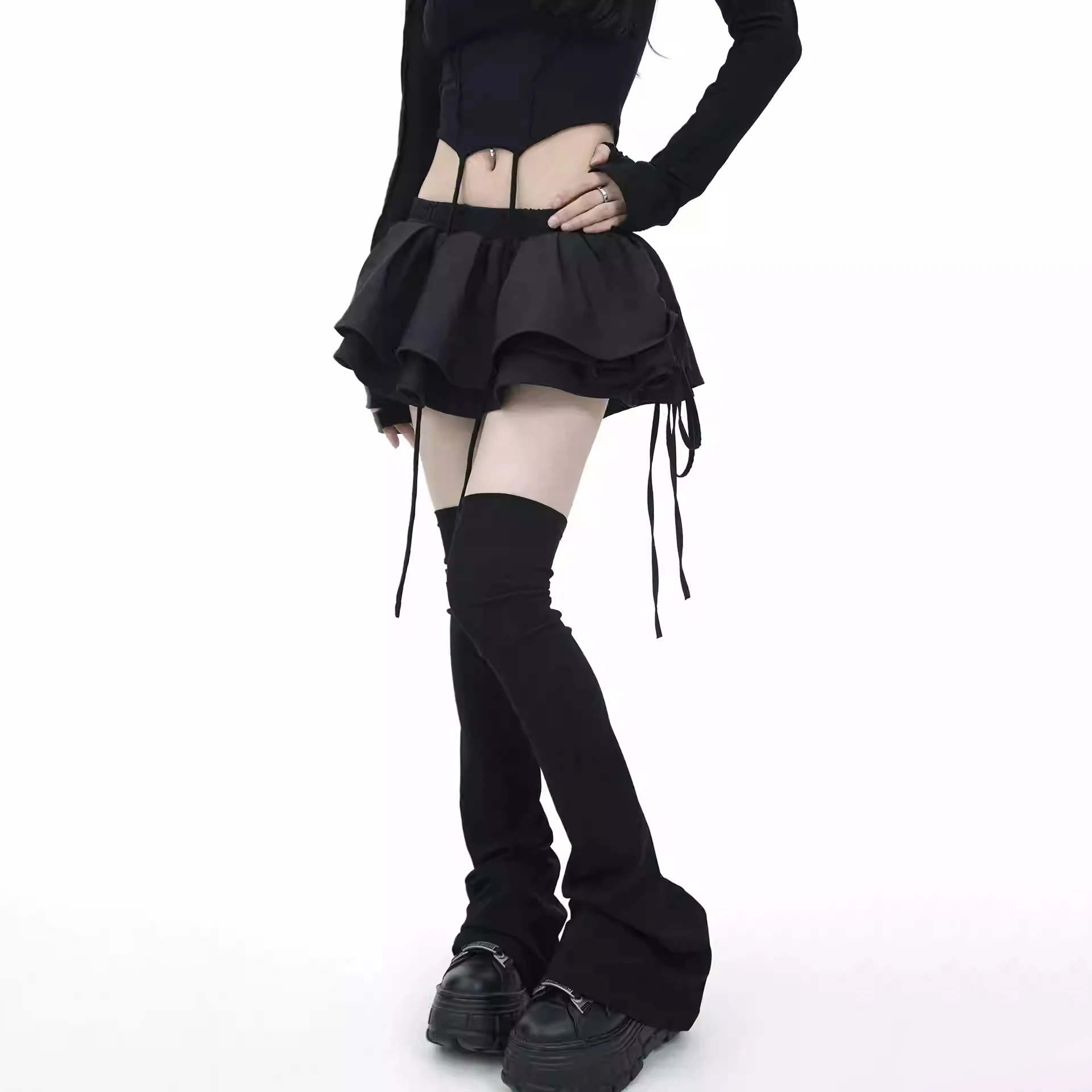 

Solid Color Knitted Bell Mouth Socks Spicy Girl Y2K Japanese Over The Knee Pile Socks JK Girl Skirt Accessories Leg Covers