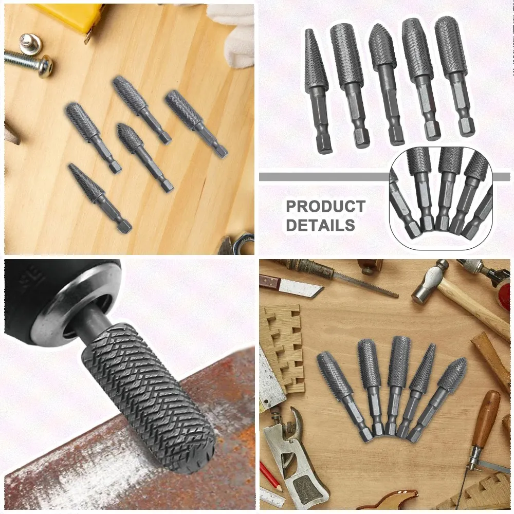 Hex Shank Grinding Burrs Rotary Steel File Drill Bits Burrs Grinding Grooved Sanding Engraving Power Tool
