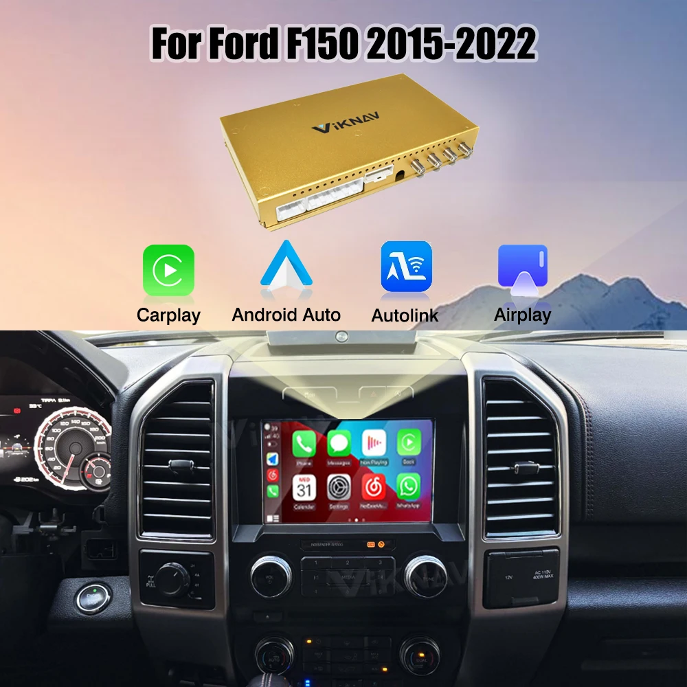 

Viknav Car Decoder Box Android System for Ford F150 2015-2022 Upgrade Interface Wireless CarPlay Android Auto GPS Navigation