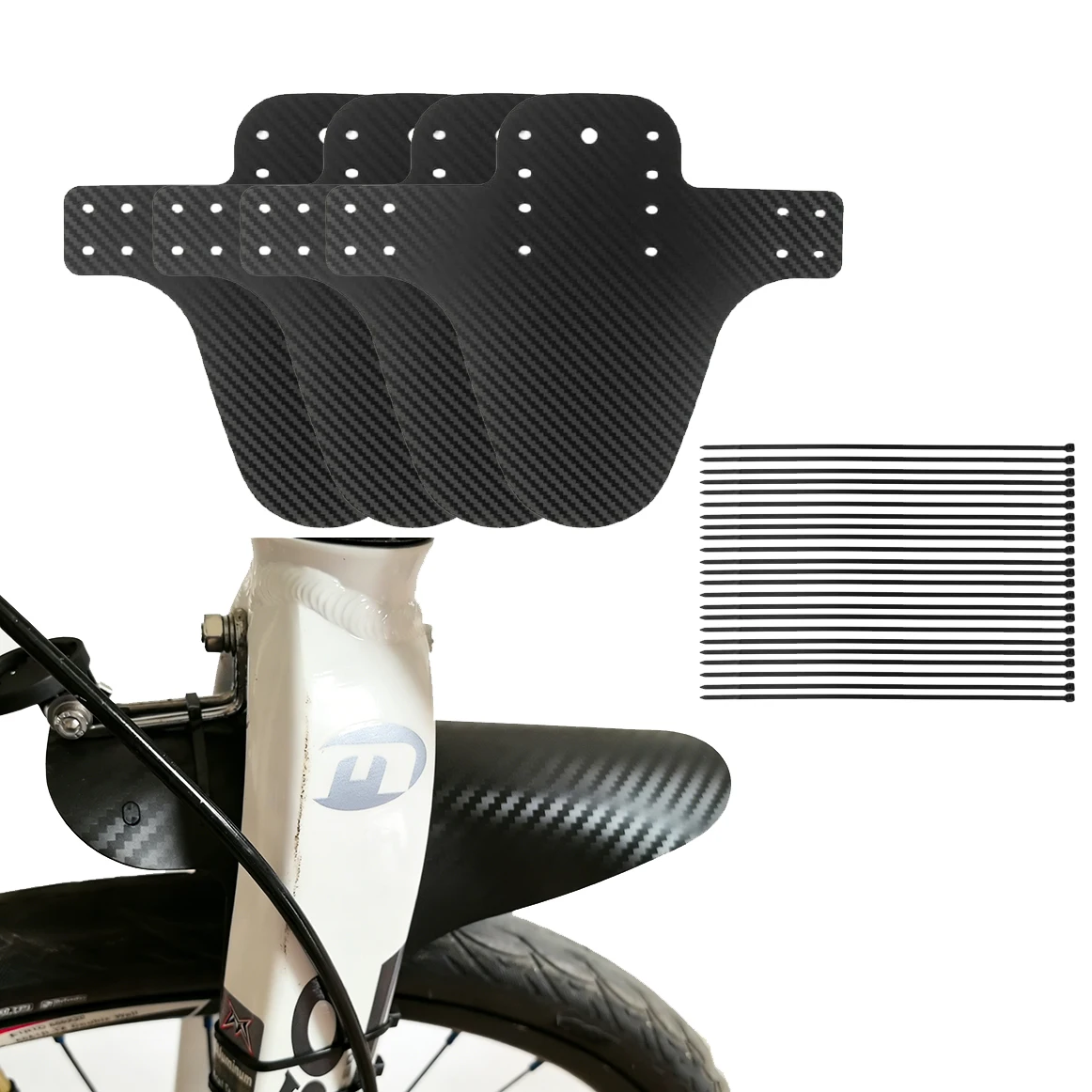 1-6pcs Bicycle Fender Carbon Pattern Portable Road Mountain Bike Mud Guard Bike Front Rear Wheel Mudguard Ultralight MTB Fender