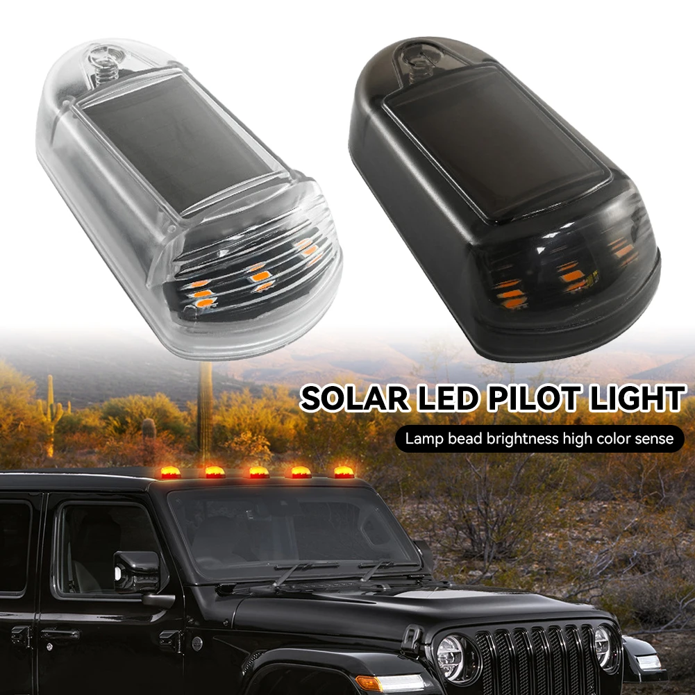 1Pc Car 7 Colors Cab Flashing Lights Punch-Free Solar Powered Roof Lights Cab Lights Wireless Phone App Control For Truck