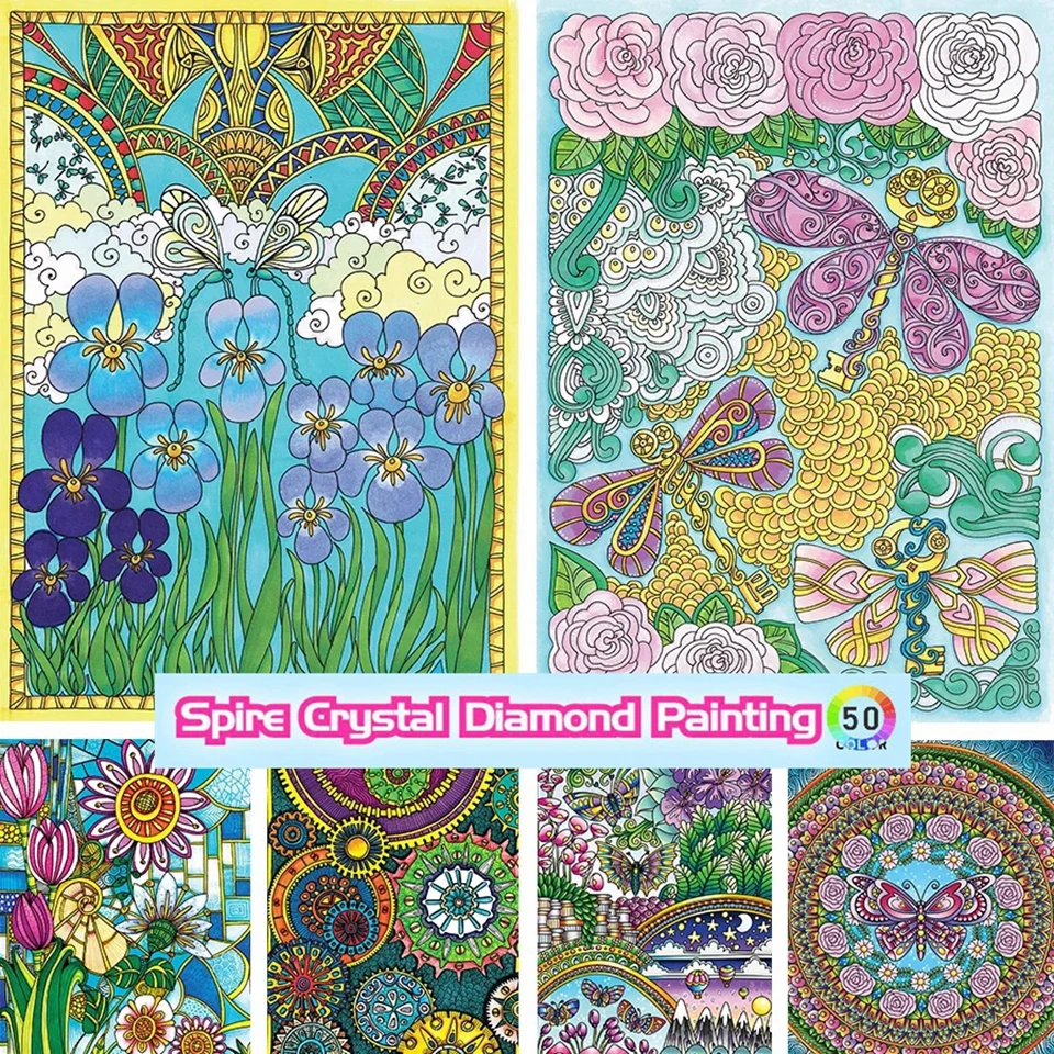 New 2023 Flowers Crystal Drills Diamond Painting Butterfly Dragonfly Picture Embroidery Cross Stitch Art Mosaic Home Decor Gift