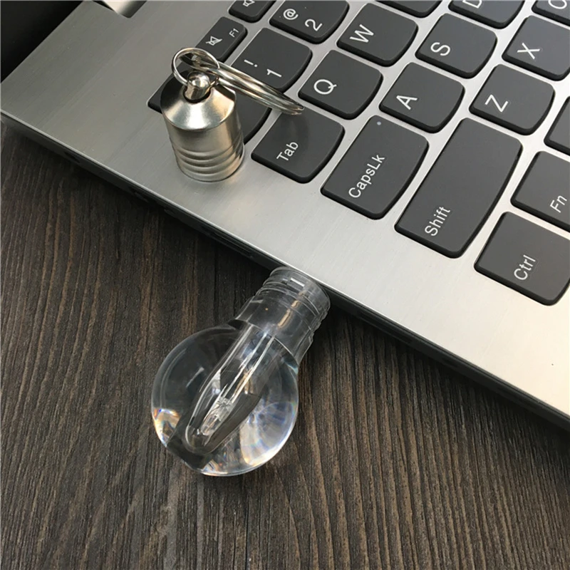 Lampadina modello in silicone trasparente Luce LED blu Chiavetta USB 2.0 128 GB 64 GB 32 GB 16 GB 8 GB 4 GB