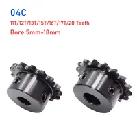 1 piñón industrial 04C 45 #   Acero 11T/12T/13T/15T/16T/17T/20 Dientes Diámetro 5-18mm ​ Piñón de transmisión de cadena de motor de paso de 6,35 mm