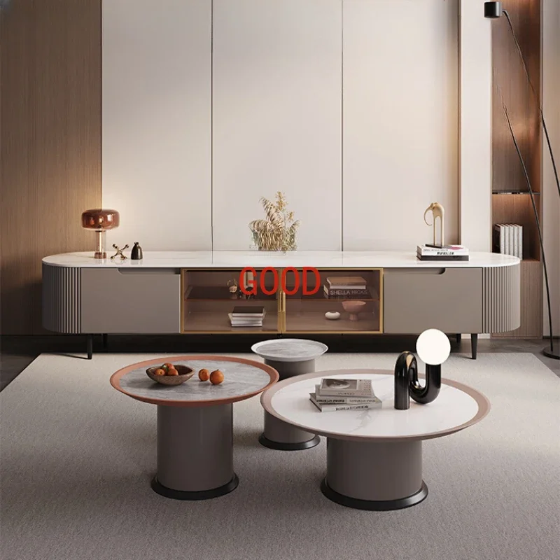 

Минималистичный журнальный столик для гостиной, большая и маленькая квартира, чайный столик, круглый чайный столик, шкаф для телевизора