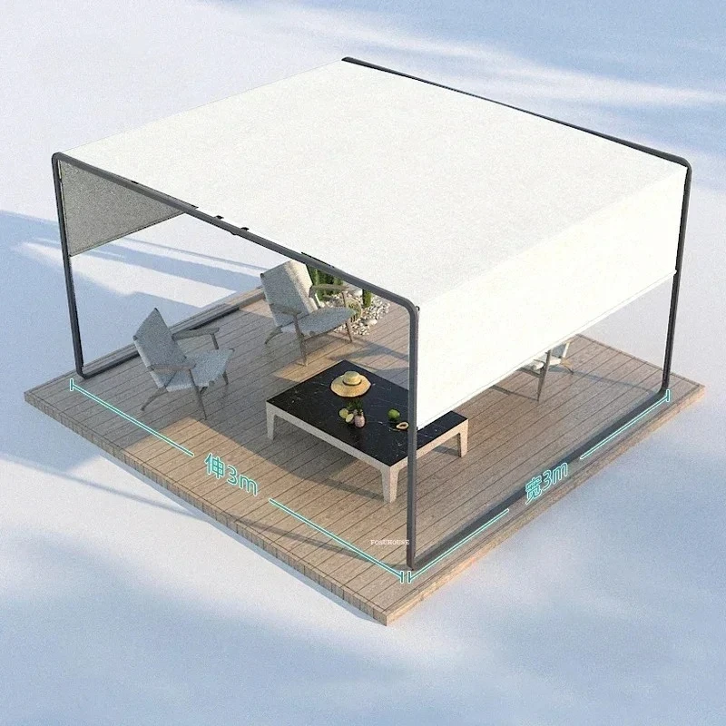 

Customizable Gazebos Sliding Aluminum Four-corner Umbrella Terrace Garden Parasol Sunscreen Tent Pavilion Outdoor