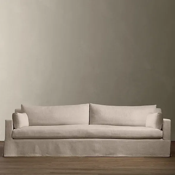 Haushalts-Doppelsofa, französisches Landhaus-Retro-Leinenstoff, abnehmbares Drei-Personen-Sofa