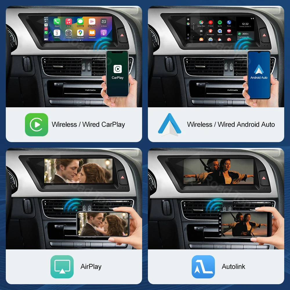 Pantalla táctil Multimedia de 8,9 pulgadas y 12,3 pulgadas para Audi A5 S5 2008-2016 Airplay Miracast función inalámbrica Carplay Android Auto 4