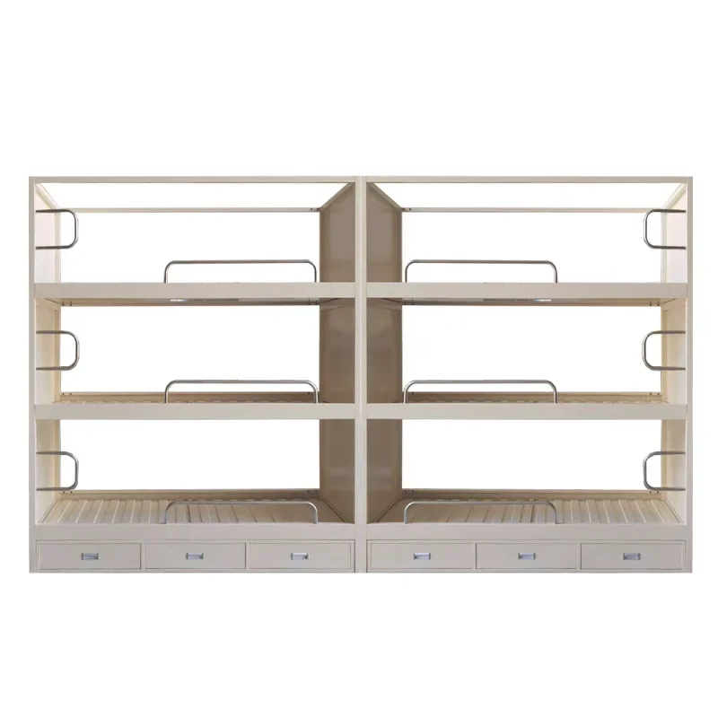 Maritime Ship Furniture Iron Frame Bed Bedroom Lounge with Drawers Curtains Steel Triple Bed