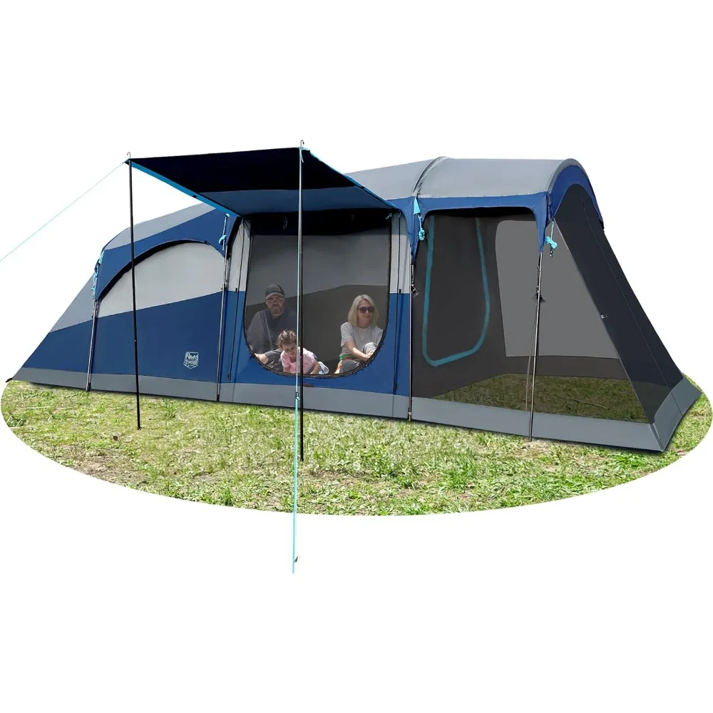 

8 Person Family Camping Tent with Screen Room, Double Layer Waterproof Weather Resistant Big Tunnel Tent with Rainfly Carry Bag