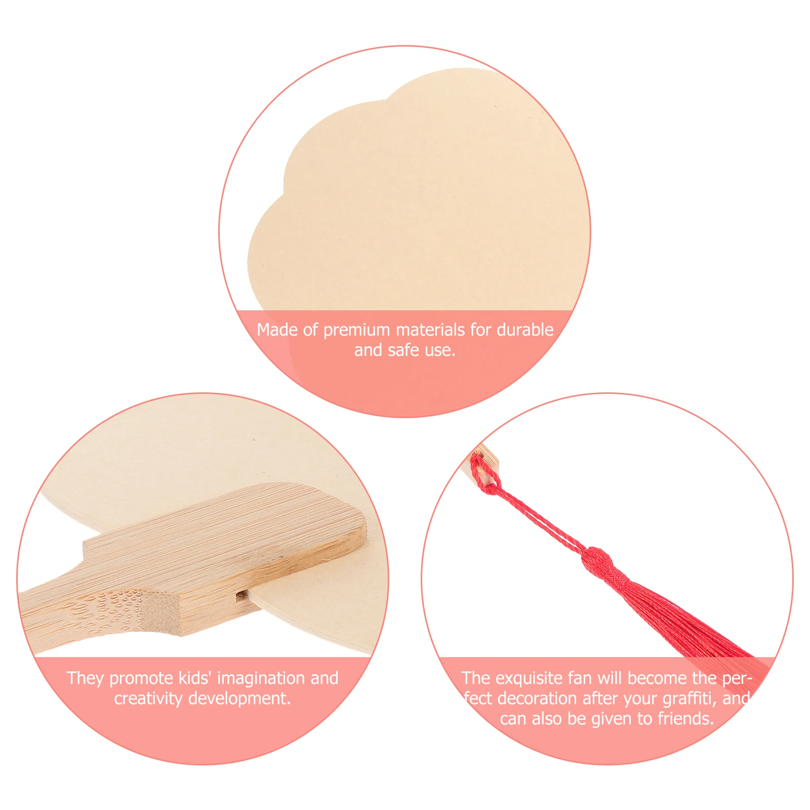 

5pcs Chinese Art Paper Fans Blank Drawing Hand Fans Diy Graffiti Round Kids Creativity Imagination Safe Writing Brush Compatible