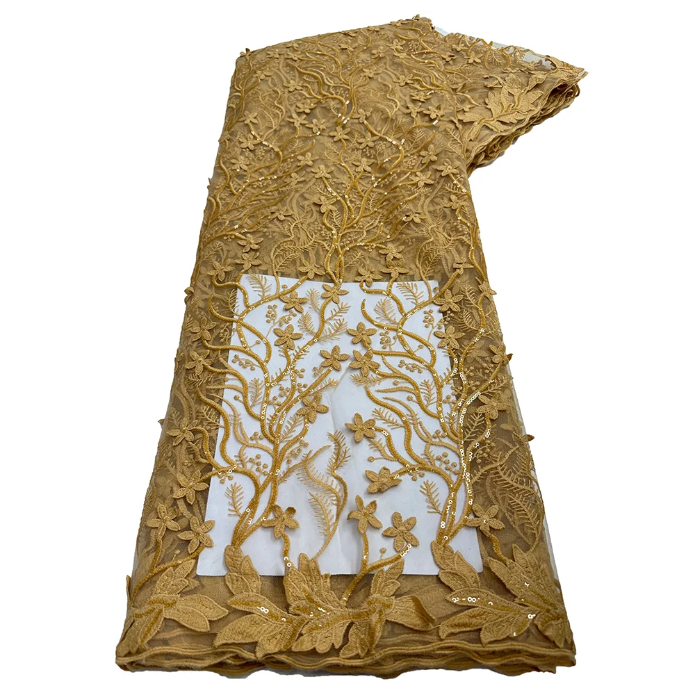 2025 แอฟริกันสุทธิลูกไม้แอฟริกันลูกไม้ผ้าคุณภาพสูง 5 หลาเย็บปักถักร้อยไนจีเรียภาษาฝรั่งเศสคําผ้าลูกไม้ Tulle ผ้าสําหรับงานแต่งงาน