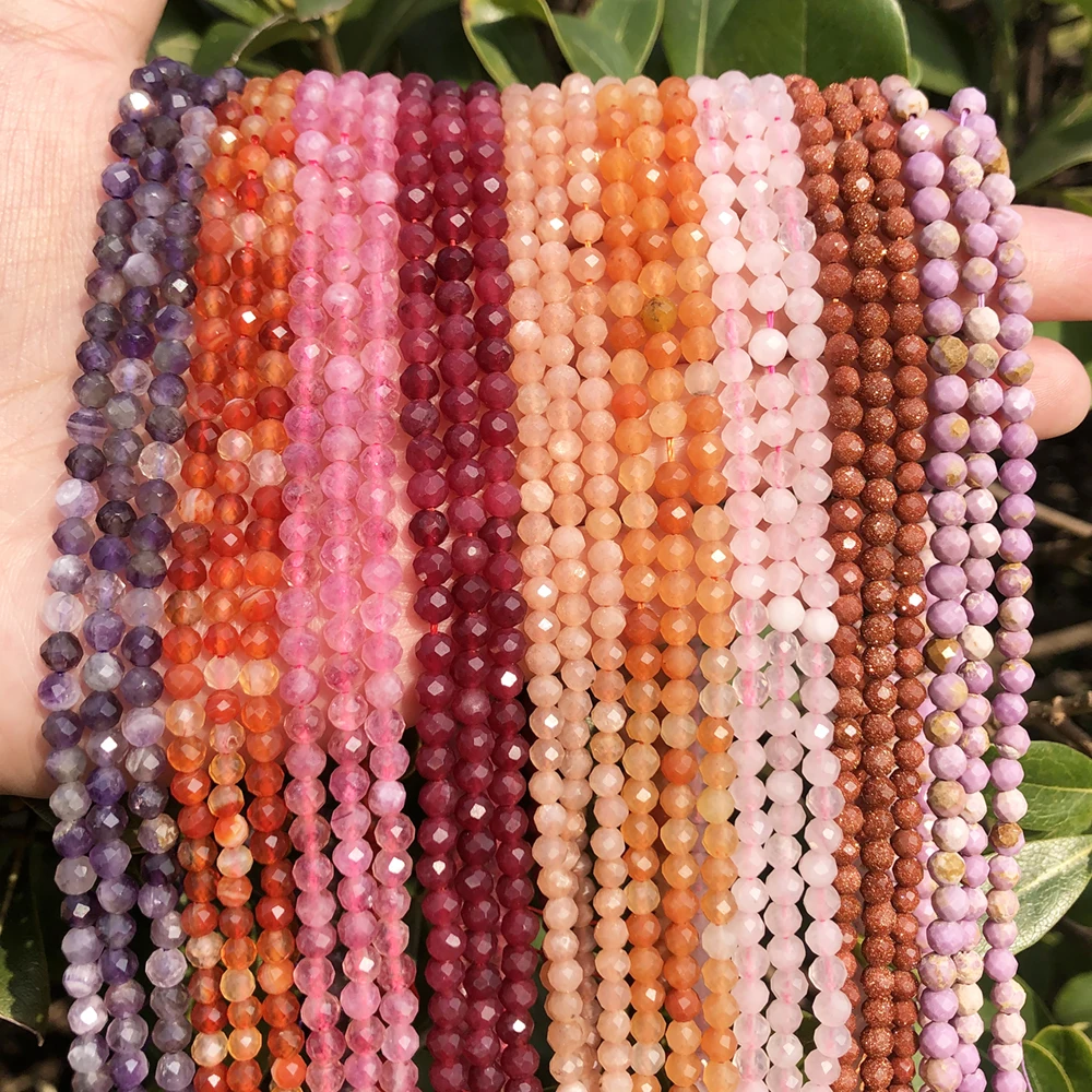 2 3 4mm Natural Faceted Red Garnet Tourmaline Rubys Stone Fine Gemstone Loose Beads DIY Accessories for Jewelry Bracelet Making