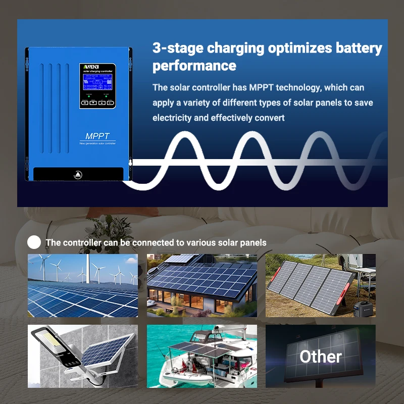 ANENJI MPPT 100A 80A 60A Solar Charger Controller 12V 24V 36V 48V Auto Lifepo4 Battery Charger Solar Panel Regulator Max PV Input 160VDC view 3