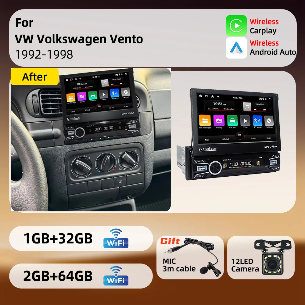 For VW Volkswagen Vento 1992-1998 Android 1Din Stereo 7