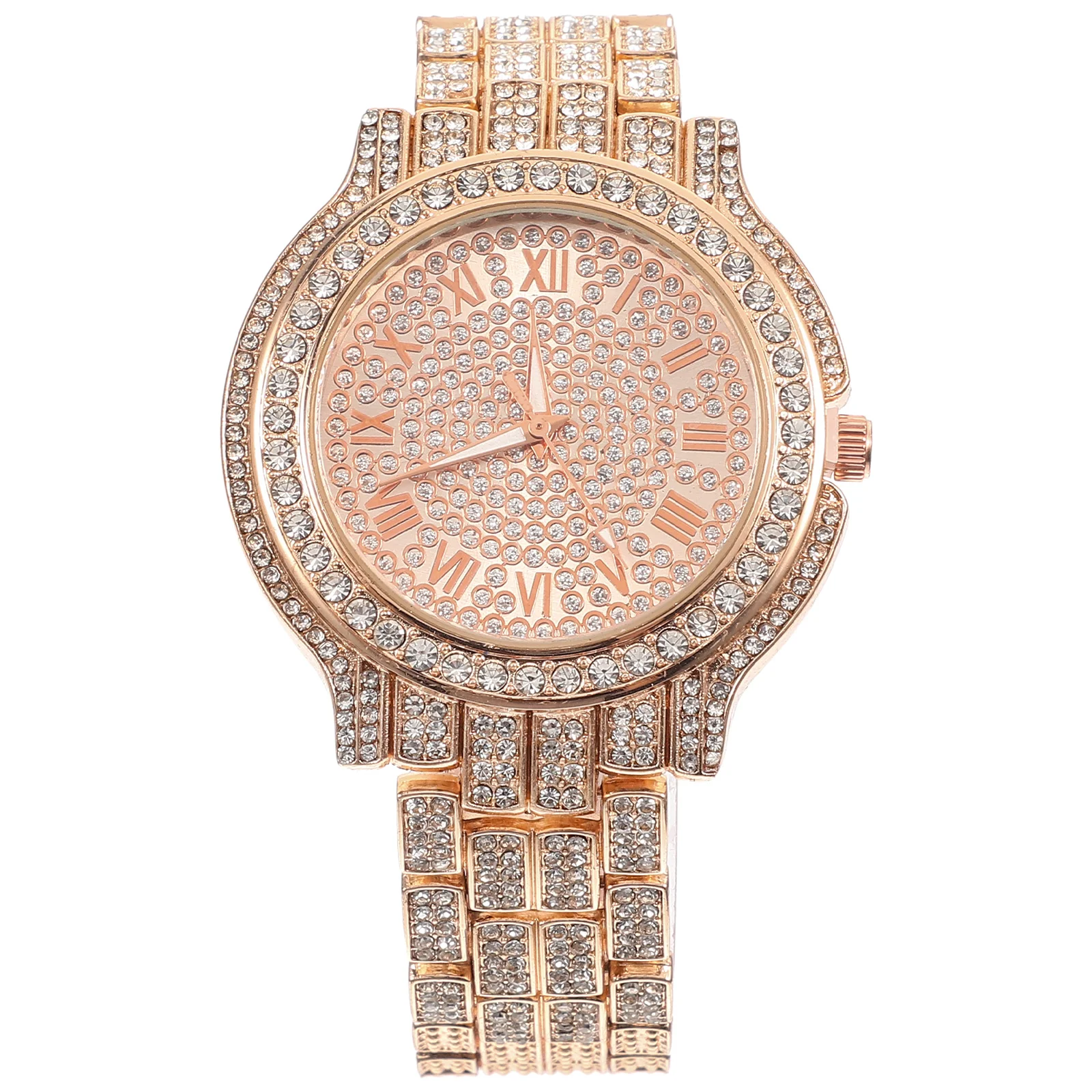 Digital Watch Rhinestone Women Wrist Commemorate Decor Rose Gold Embellished Miss